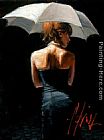 Woman with White Umbrella by Fabian Perez